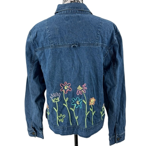 Vintage Mandal Bay Embroidered Floral Denim Jacket 100% Cotton Boho Cottagecore - Picture 6 of 12